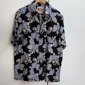 Tropical Vibes Black and Blue Floral Men's Shirt